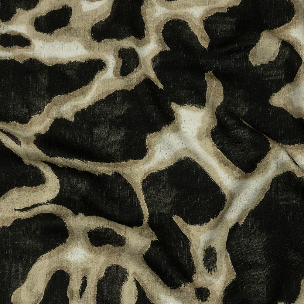 Rayon Challis - Black and Beige Abstract Spots - Fragments of Memory Print - Mood Exclusive Rockland Collection - Joann Fabrics