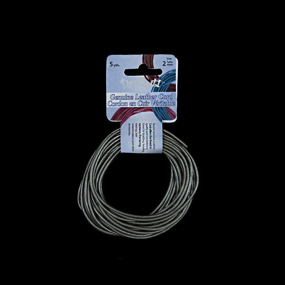 Dazzle-It Metallic Gray Genuine Leather Cord - 2mm - Joann Fabrics