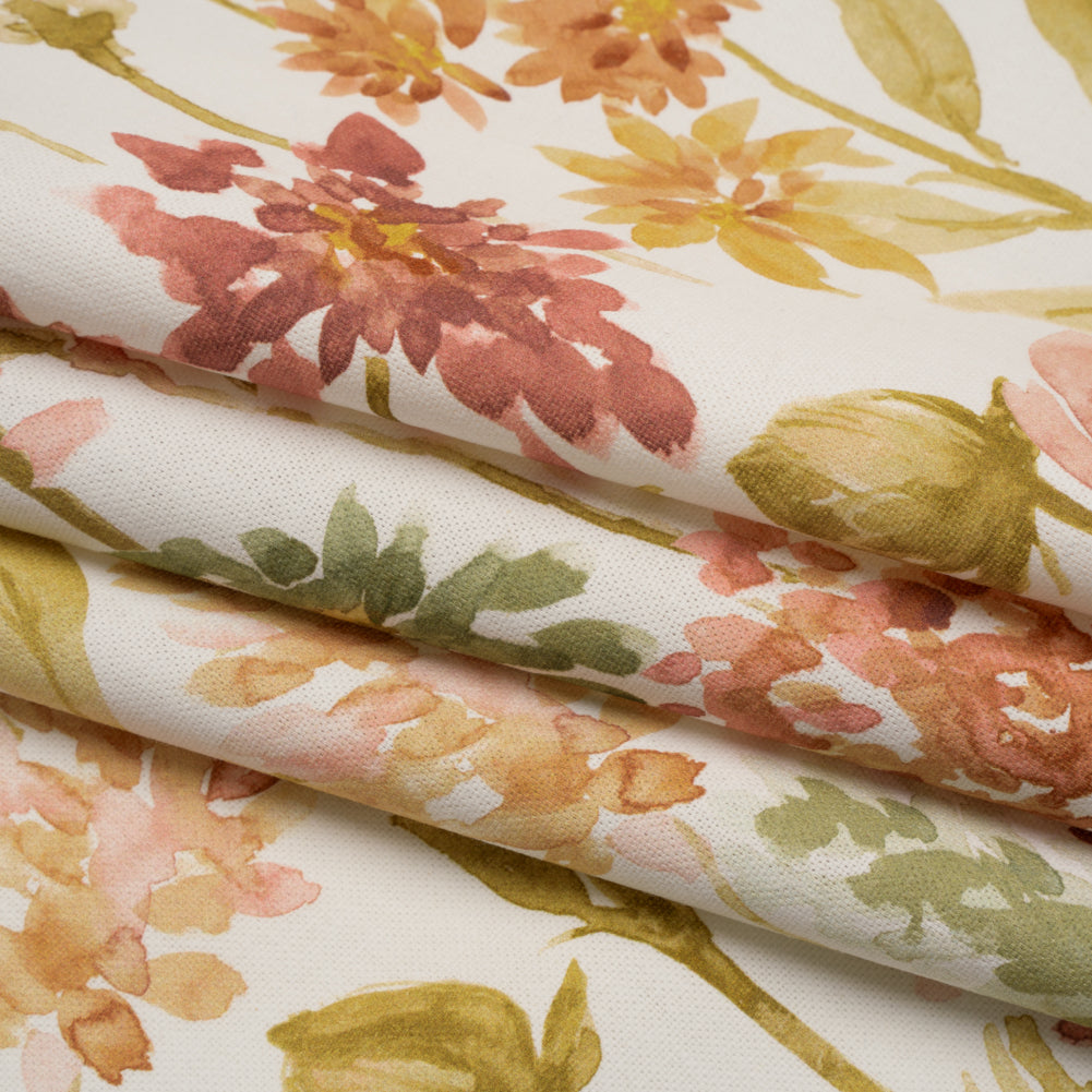Printed Cotton Canvas - Sienna Blooming Watercolor Garden - British Imported - Joann Fabrics