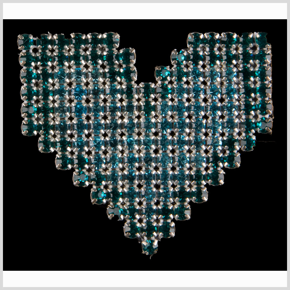 Aqua and Blue Zircon Rhinestones Sew on Silver Plated Applique - Joann Fabrics