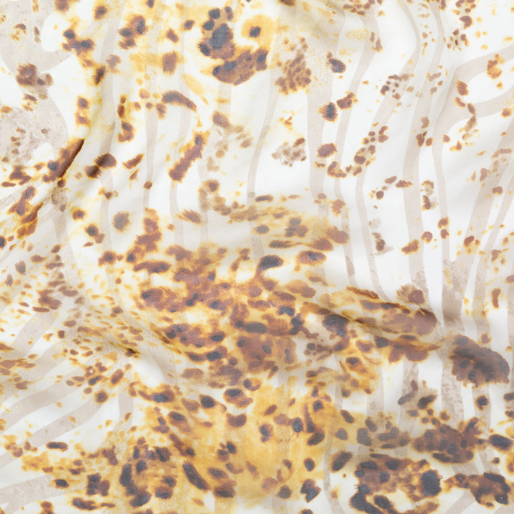 Honey Mustard, Cream Gold and Taupe Animal Printed Silk Chiffon - Joann Fabrics