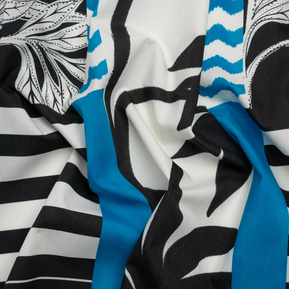 Cotton Poplin Panel - Blue Palm Tree Stripes - Mood Exclusive Bahama Shutter - Joann Fabrics
