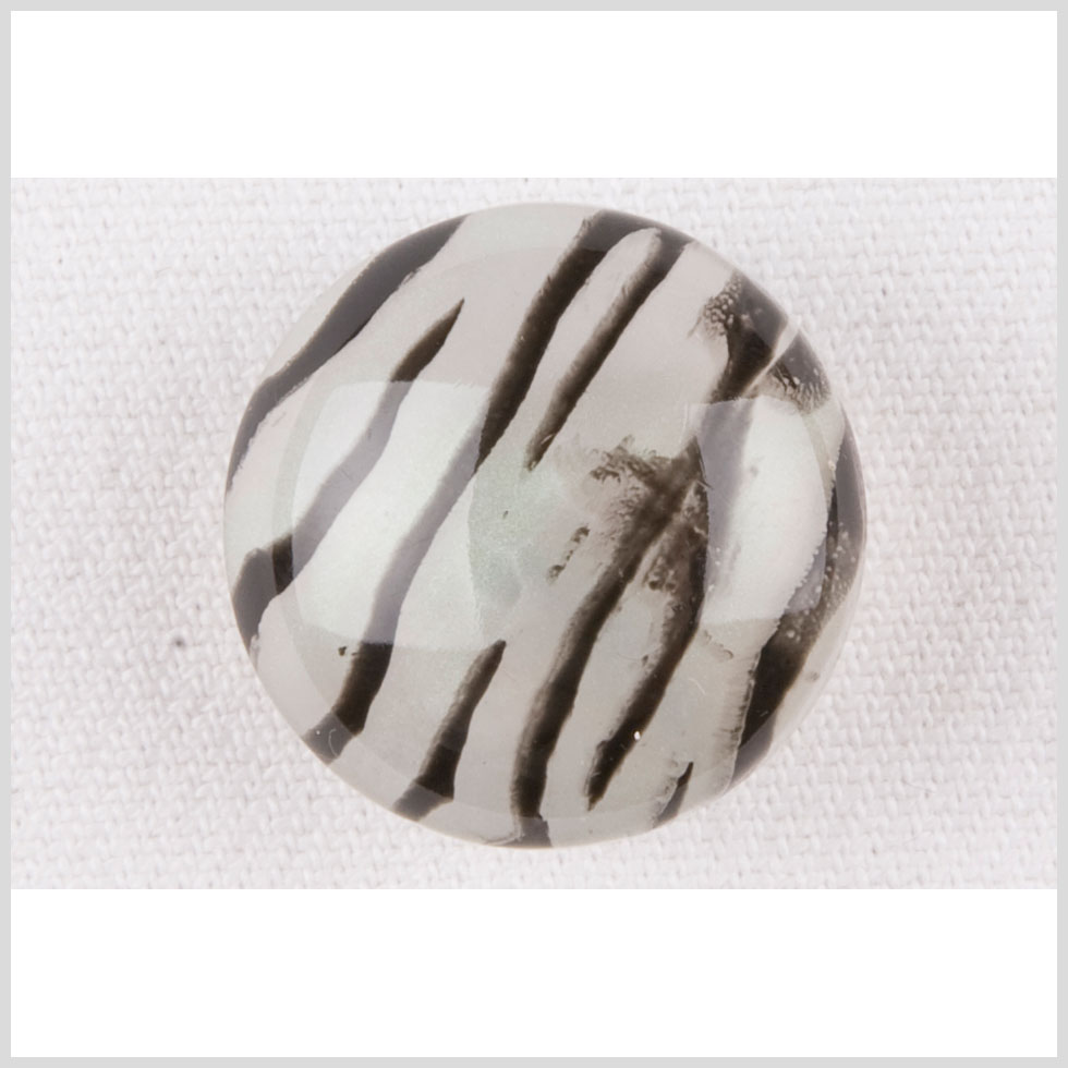 Plastic Shank Back Button - 32L/20mm - Dome Shaped Ivory and Charcoal Painted Zebra Stripes - Joann Fabrics