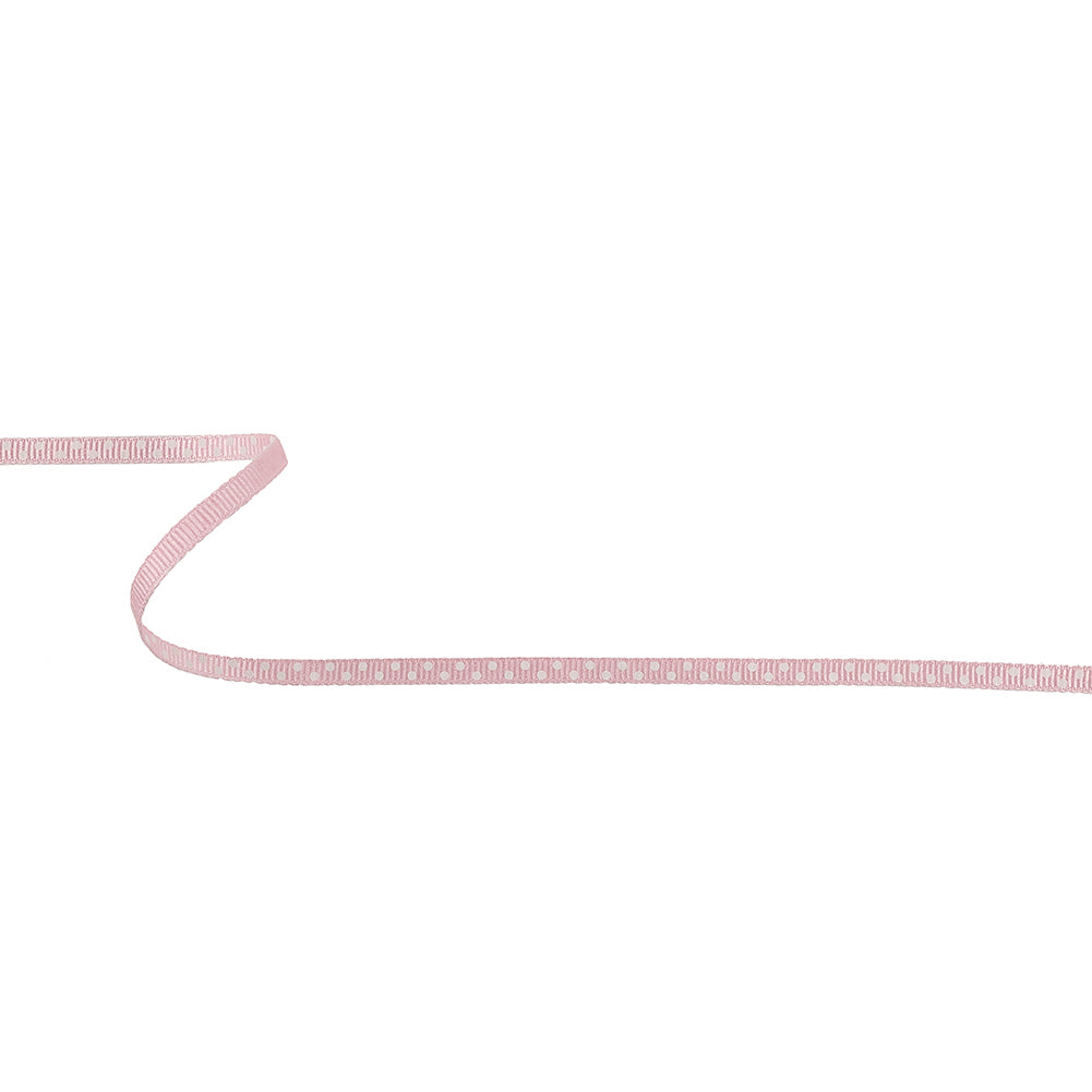 Parfait Pink and White Polka Dots Grosgrain Ribbon - 0.25