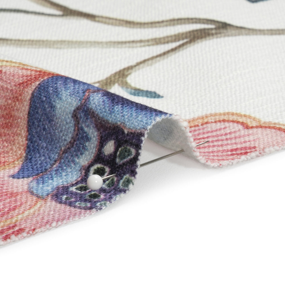 Berry, White and Teal Floral Slubbed Cotton Woven - Joann Fabrics