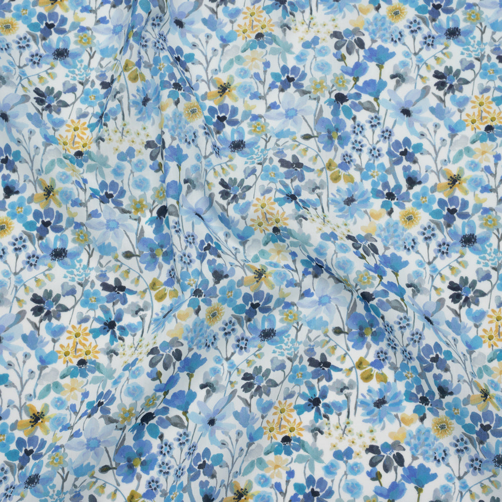 Liberty Fabrics Tana Lawn® - Dreams of Summer Blue - Light Blue and Pale Yellow Watercolor Floral - Joann Fabrics