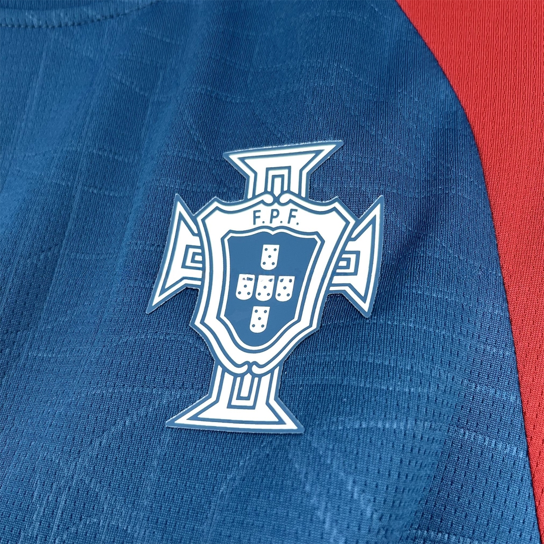 Portugal 2026 Muted Blue With Emerald Green Pre-Match Jersey - Fans Version - UnitedFutballJersey