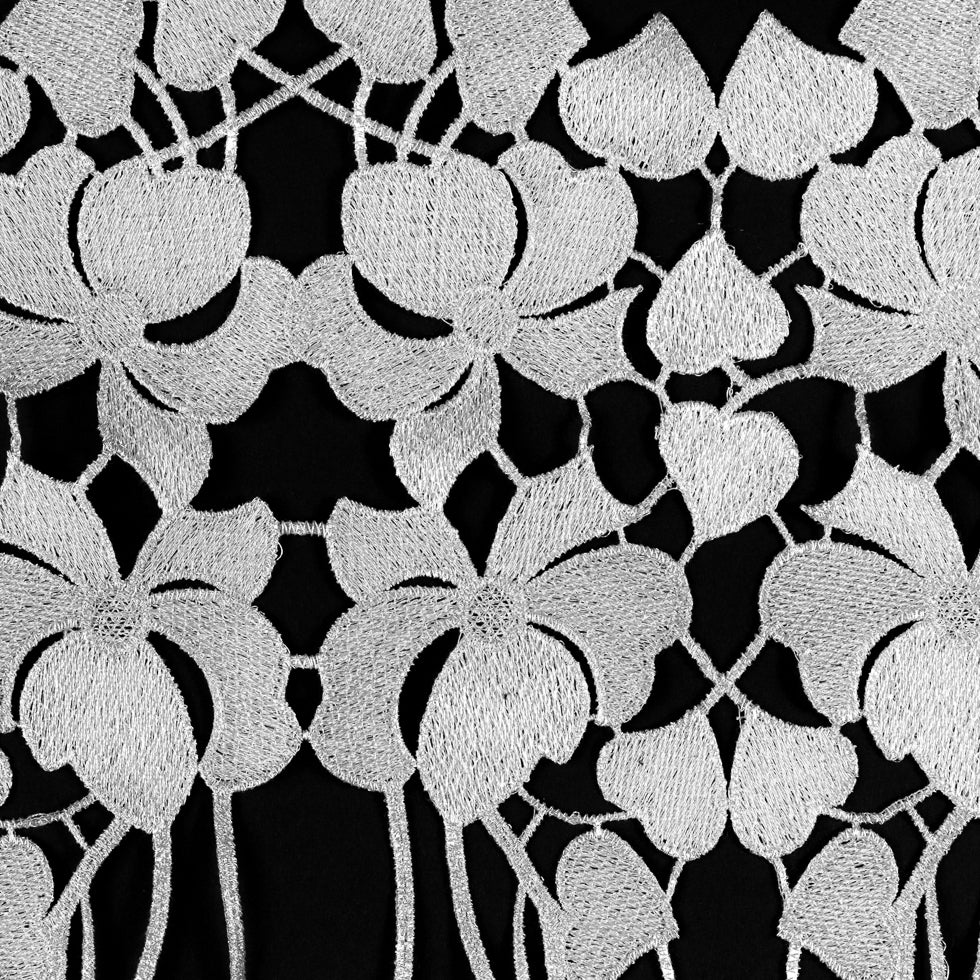 Metallic White Floral Lace Trimming - 16