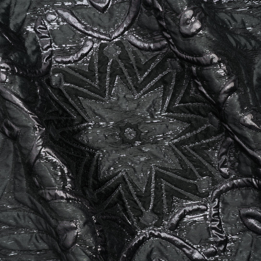 Metallic Luxury Brocade - Gray and Black Floral Medallions and Leaves - Joann Fabrics
