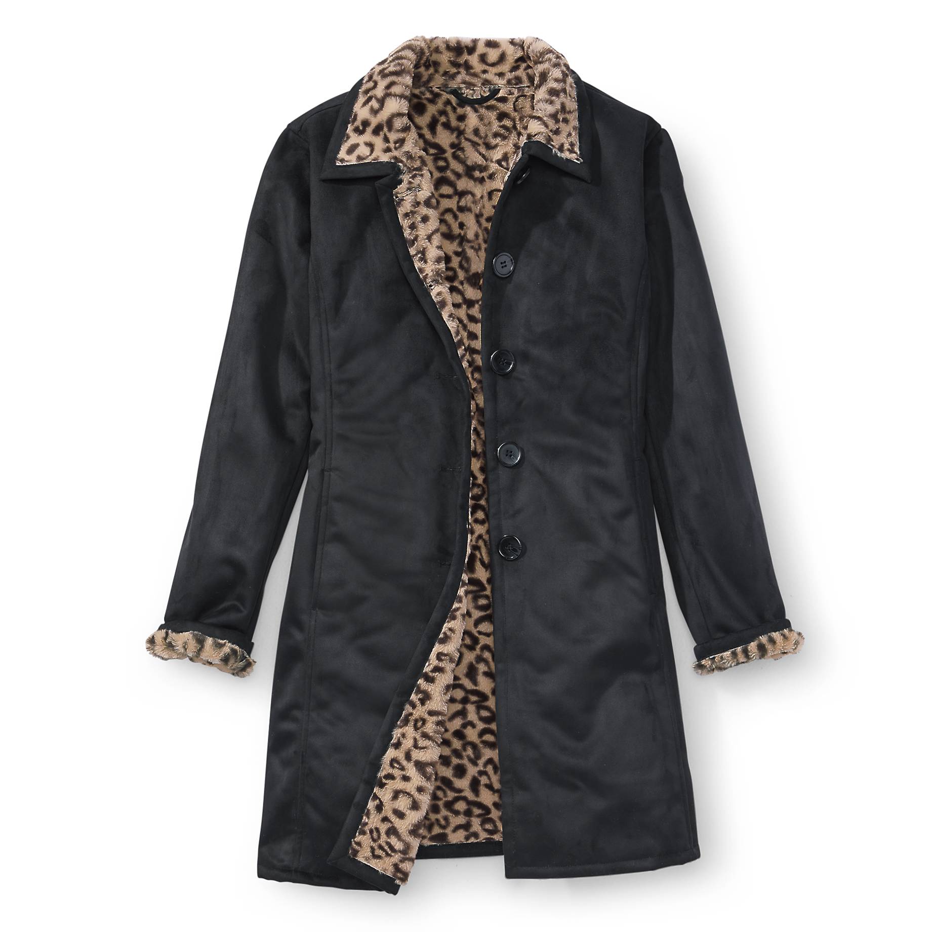Leopard-Lined Faux-Suede Jacket, Button Front, Pockets - Northstyle Catalog