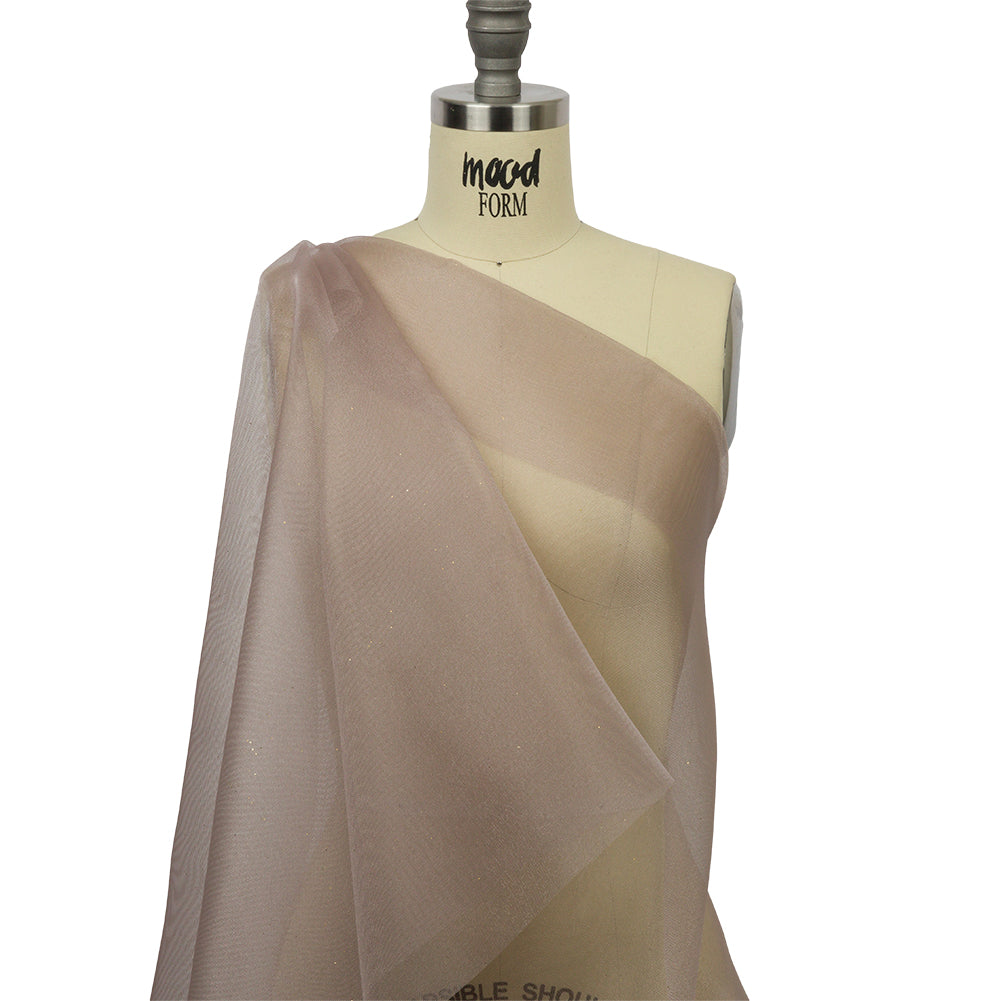 Polyester Mesh Organza with Gold Glitter - Stone - Starlight Collection - Joann Fabrics