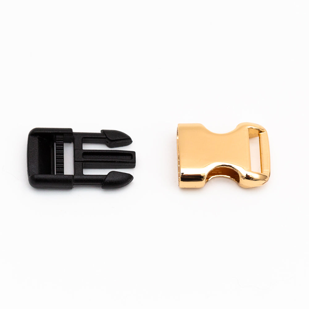 Italian Gold Metal and Black Plastic Side Release Buckle - 0.5