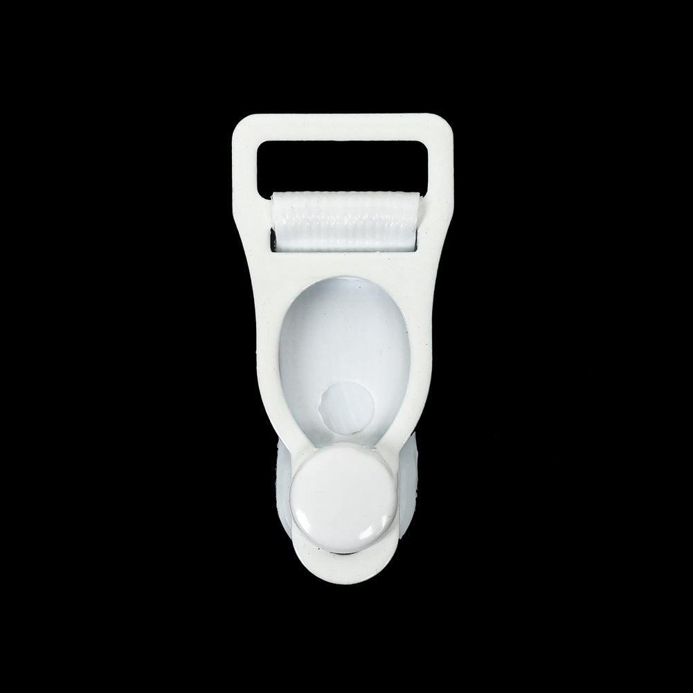 White Non-Detachable Plastic and Metal Garter Clip for 7/16