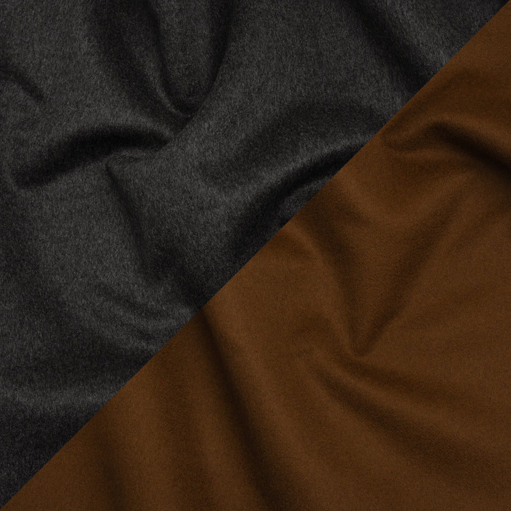 Cashmere Double Cloth Coating Made in Italy - Charcoal Gray and Brown - Deadstock - Joann Fabrics