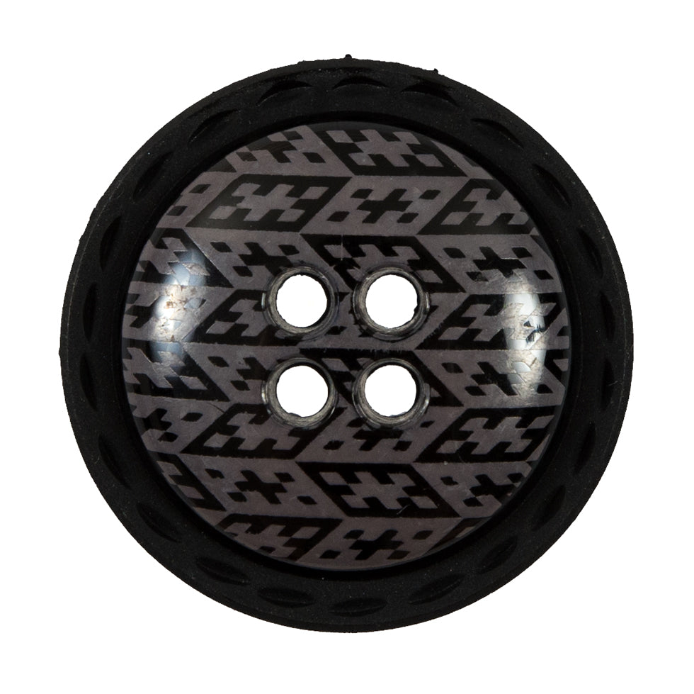 Italian Black and Elderberry Purple Geometric Domed Button - 44L/28mm - Joann Fabrics
