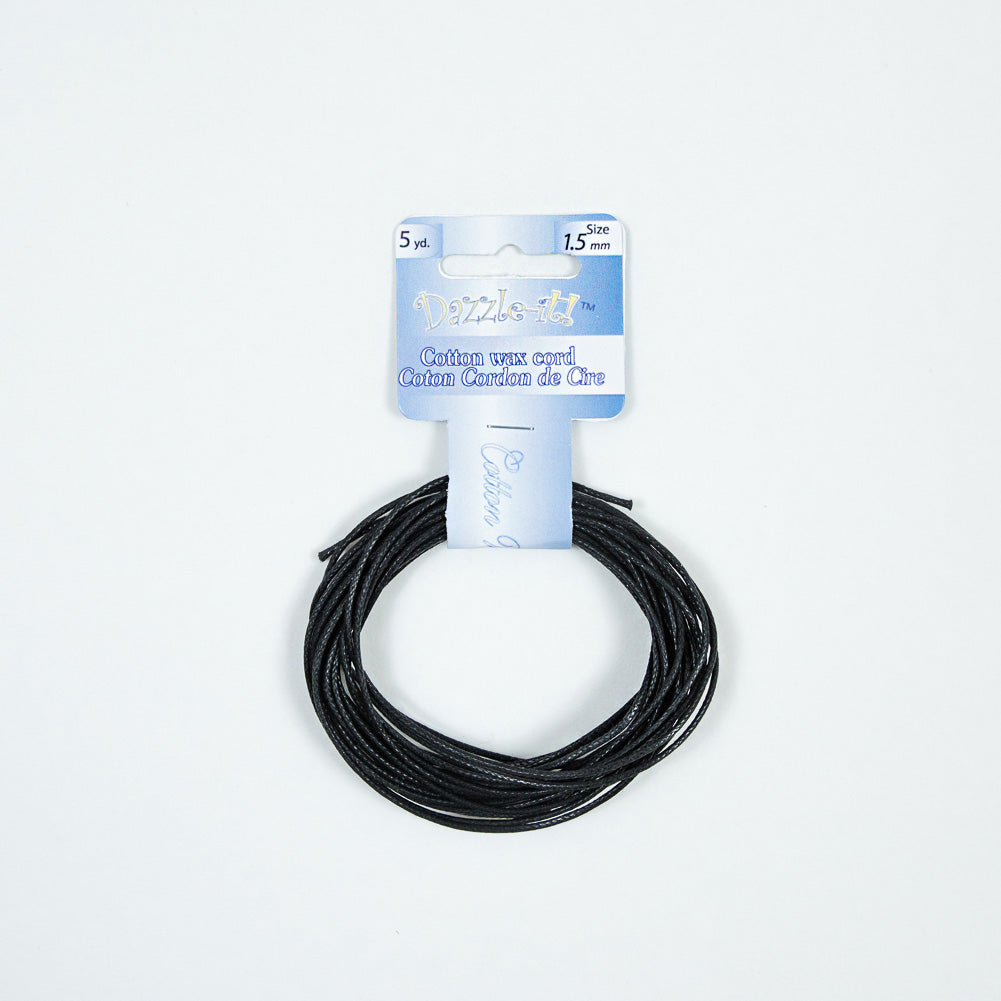Dazzle-It Black Cotton Wax Cord - 1.5mm - Joann Fabrics