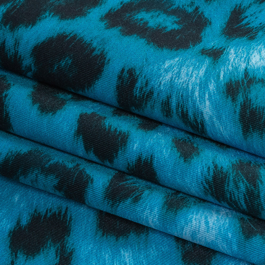 Compression Swimwear Tricot, UV Protective with Aloe Vera Microcapsules - Blue Cheetah Spots - Caye Collection - Joann Fabrics