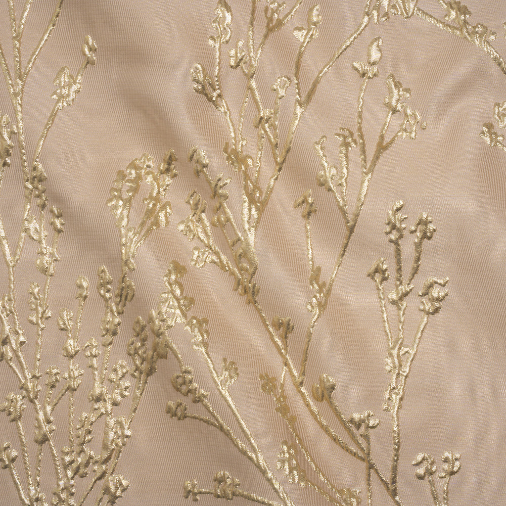 Metallic Brocade - Beige and Gold Flowering Branches - Joann Fabrics