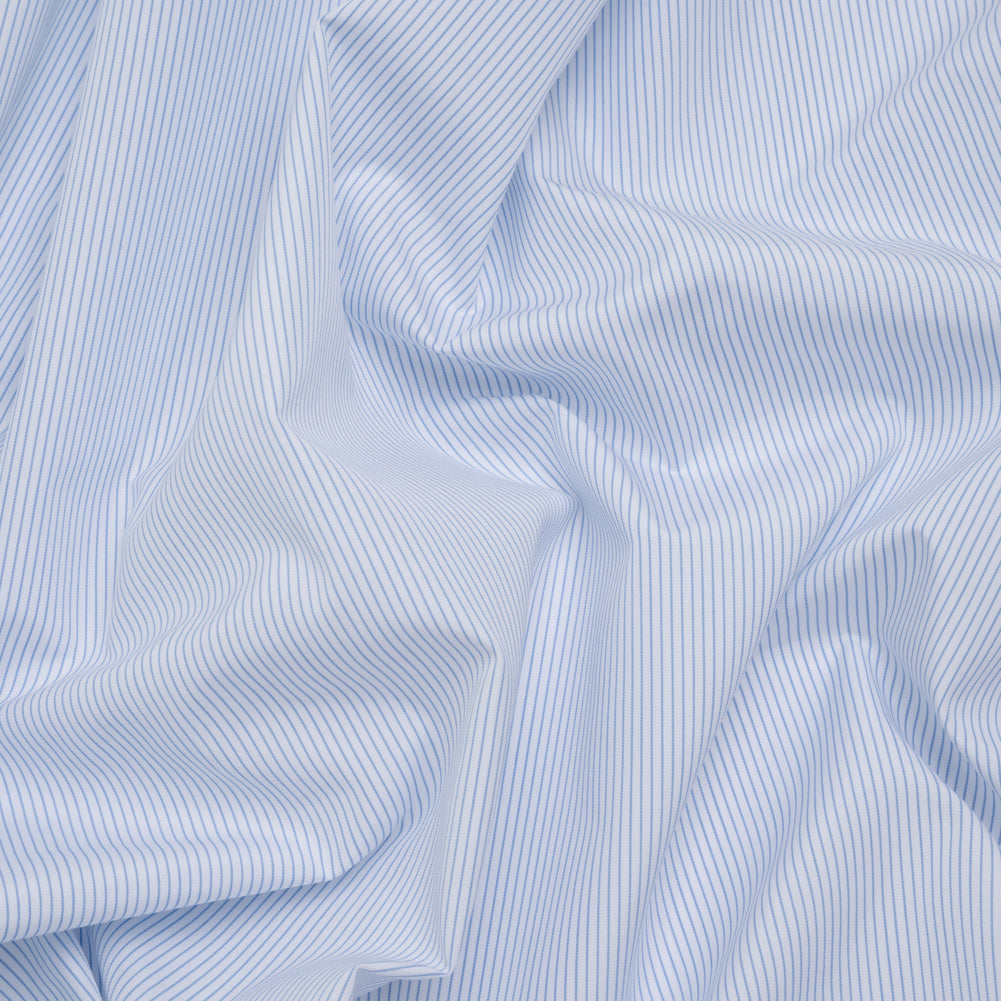 Cotton Poplin Shirting - French Blue and White Pinstripes - Designer Deadstock - Joann Fabrics