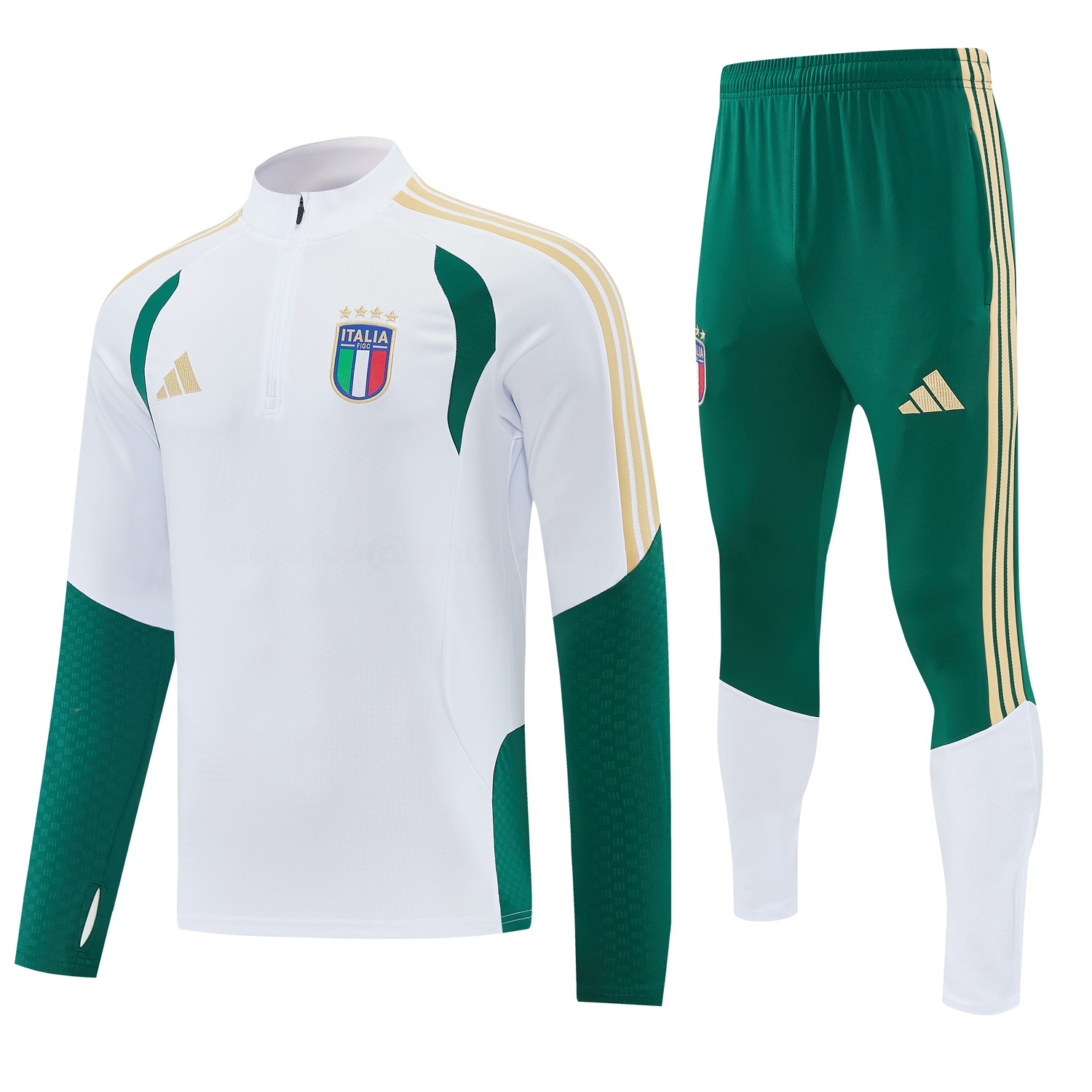 Italy 2026 Long Sleeve Training Set - White Top & Green Pants - UnitedFutballJersey