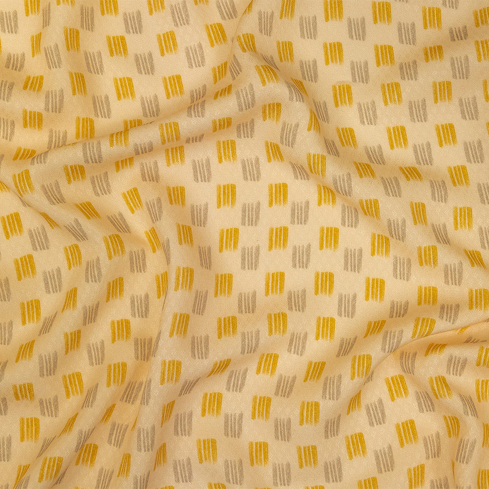Sustainable Viscose Floral Jacquard Print - Pale Yellow and Gray Line Squares - Mood Exclusive Calligraphy Lesson - Joann Fabrics