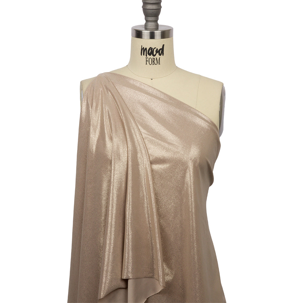 Foiled ITY Interlock Knit - Plaza Taupe and Gold - Gaby Collection - Joann Fabrics