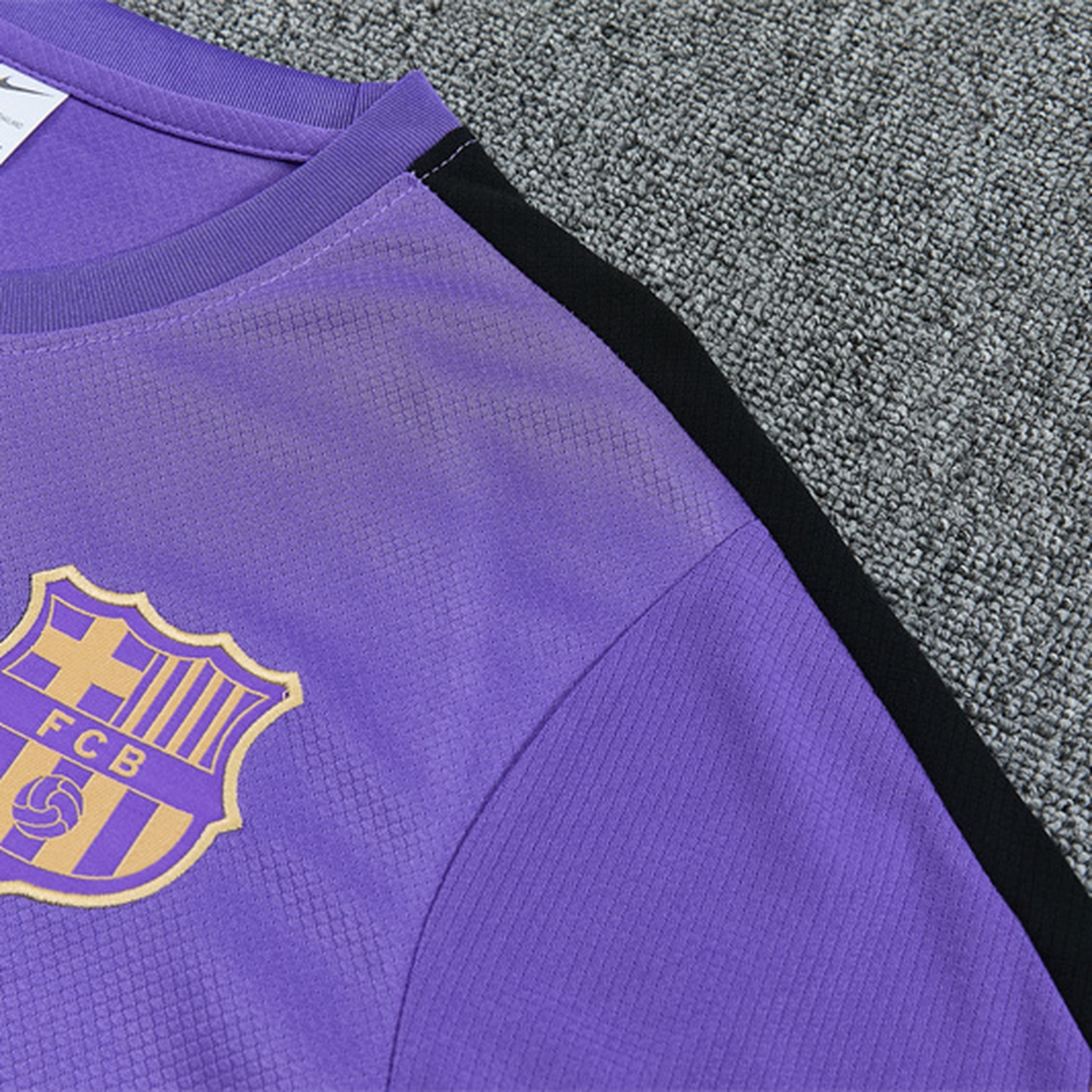 Barcelona 26-27 Purple Special Kids Short-Sleeve Training Set - Purple Top & Black Shorts - UnitedFutballJersey