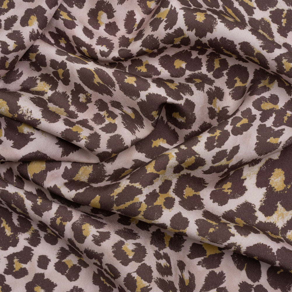 Famous Australian Designer Muted Orchid and Brown Leopard Spots Silk Woven - Joann Fabrics