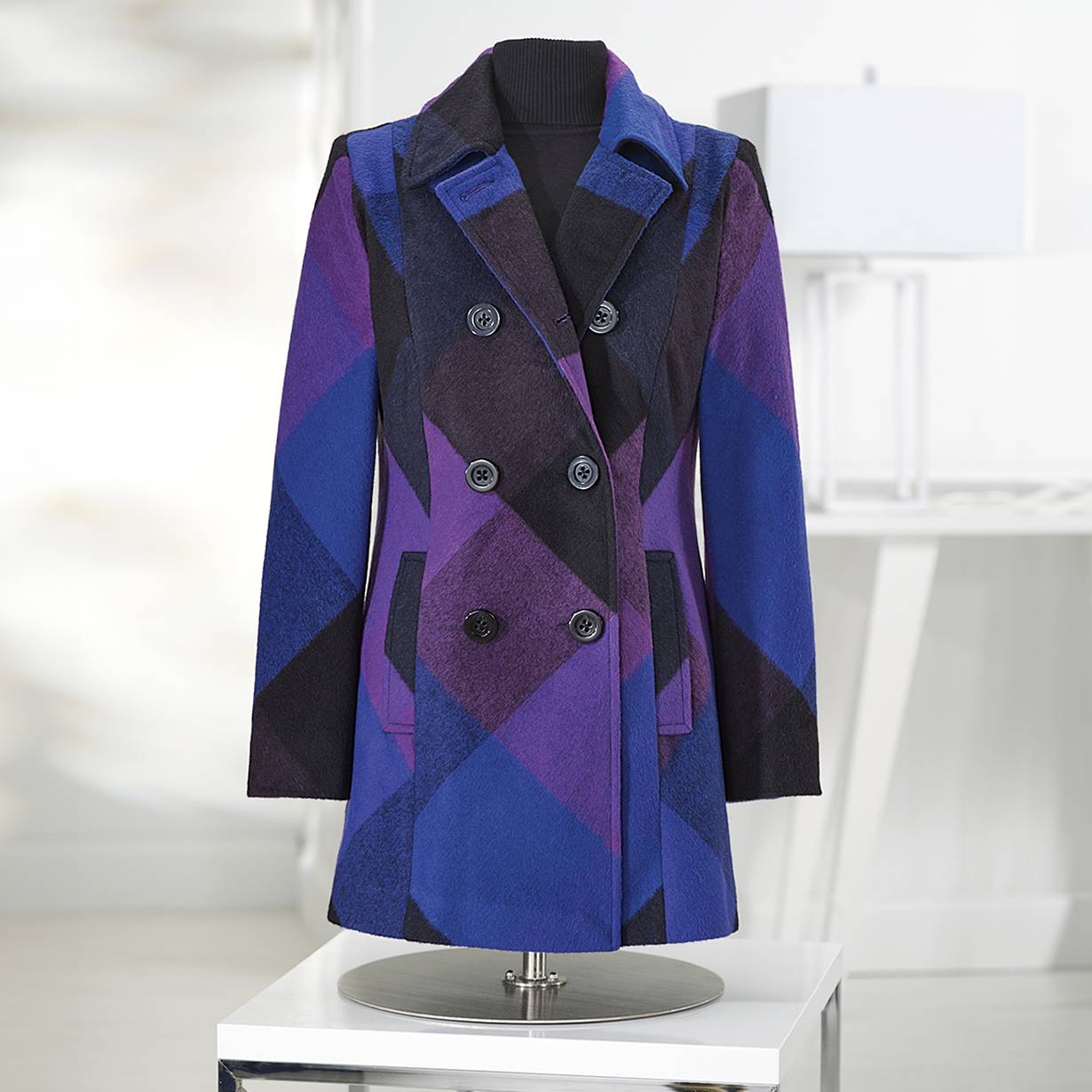 Button-Front Plaid Coat, Fully Lined, Onseam Pockets, Dry Clean - Northstyle Catalog