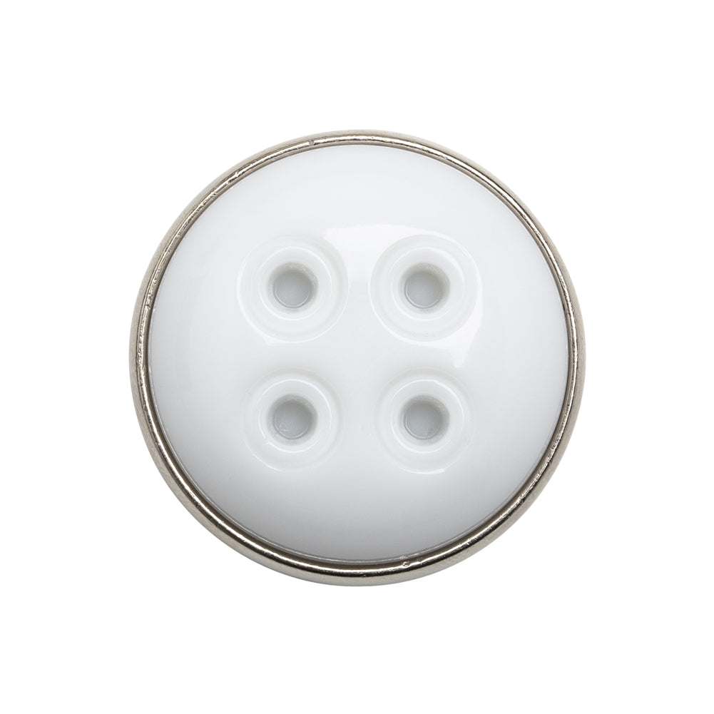 Faux 4-Hole Plastic Shank Back Button Made in Italy - White and Gunmetal - 40L/25.5mm - Joann Fabrics