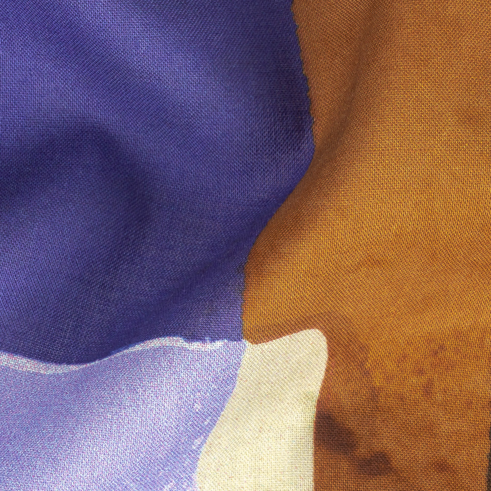 Cotton Voile Panel - Purple and Brown Painterly Geometric - Around the Block Print - Mood Exclusive Wisteria Collection - Joann Fabrics