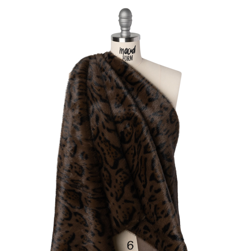 Plush Short Pile Recycled Polyester Faux Fur - Chocolate Brown and Black Animal Print - Joann Fabrics