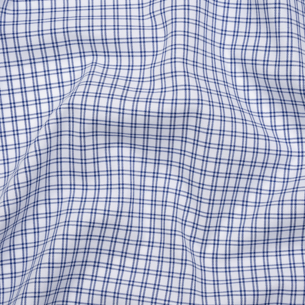 Cotton Oxford Shirting - Bright Blue and White Checks - Deadstock - Joann Fabrics