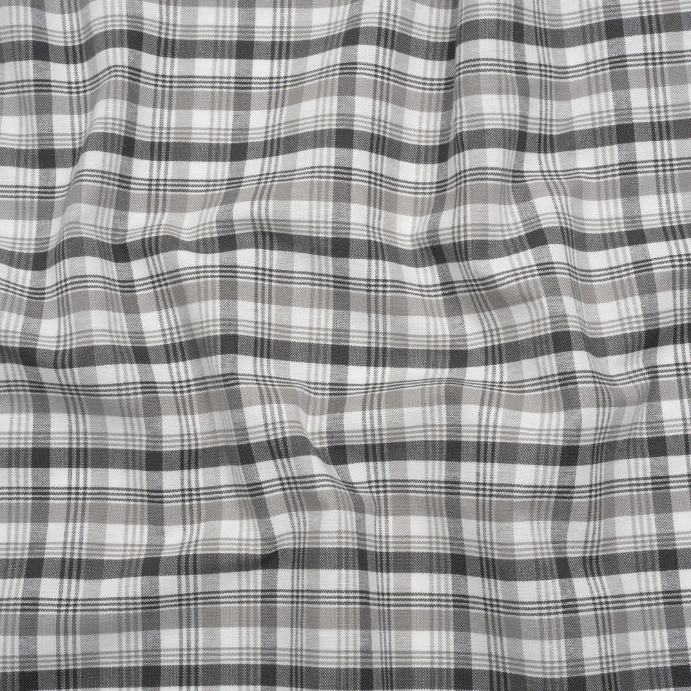 Cotton Oxford Shirting - Charcoal, Gray and White Plaid - Deadstock - Joann Fabrics