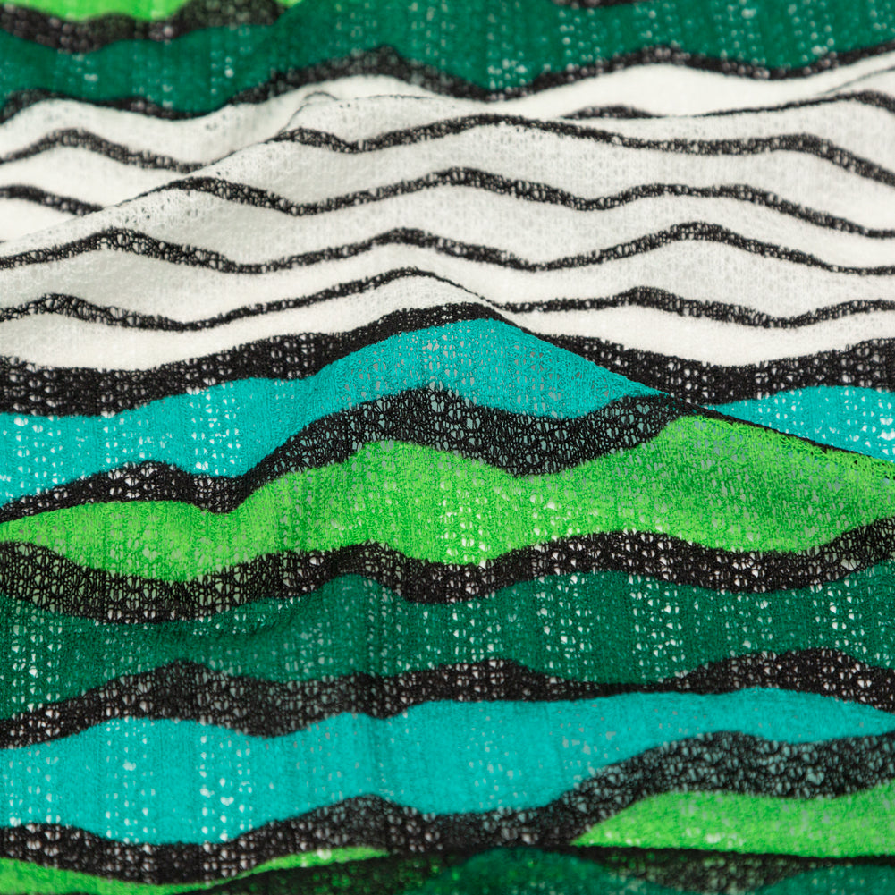 Turquoise, Jade and Lime Wavy Striped Sweater Knit - Joann Fabrics