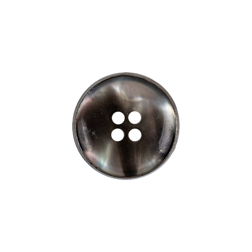 Italian Iridescent Gray 4 Hole Button with Gunmetal Rim - 28L/18mm - Joann Fabrics