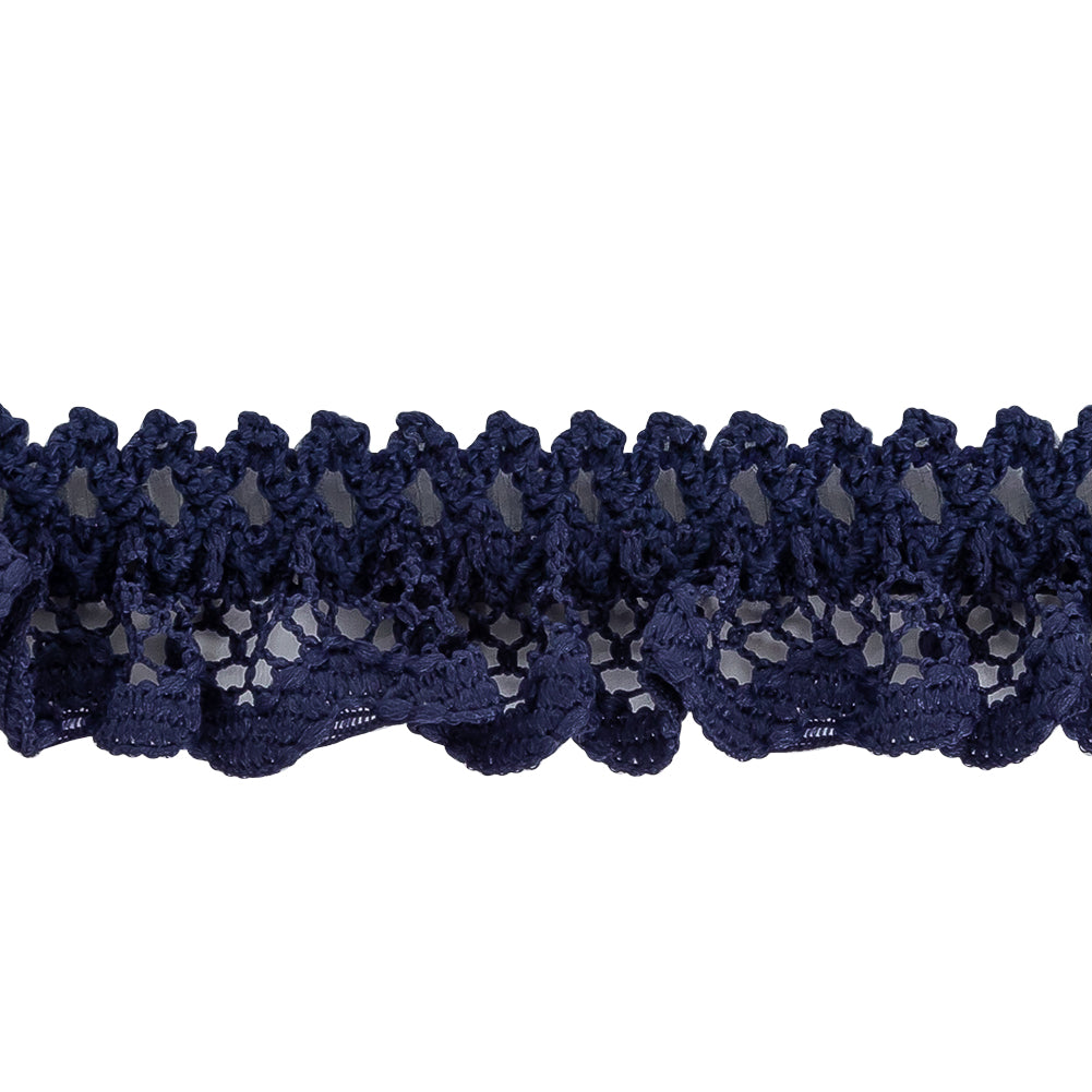 Black Iris Ruffled Stretch Lace Trimming - 0.625
