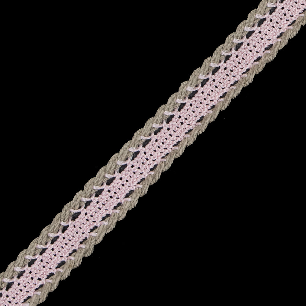 Pink and Beige European Crochet Trim - 0.5