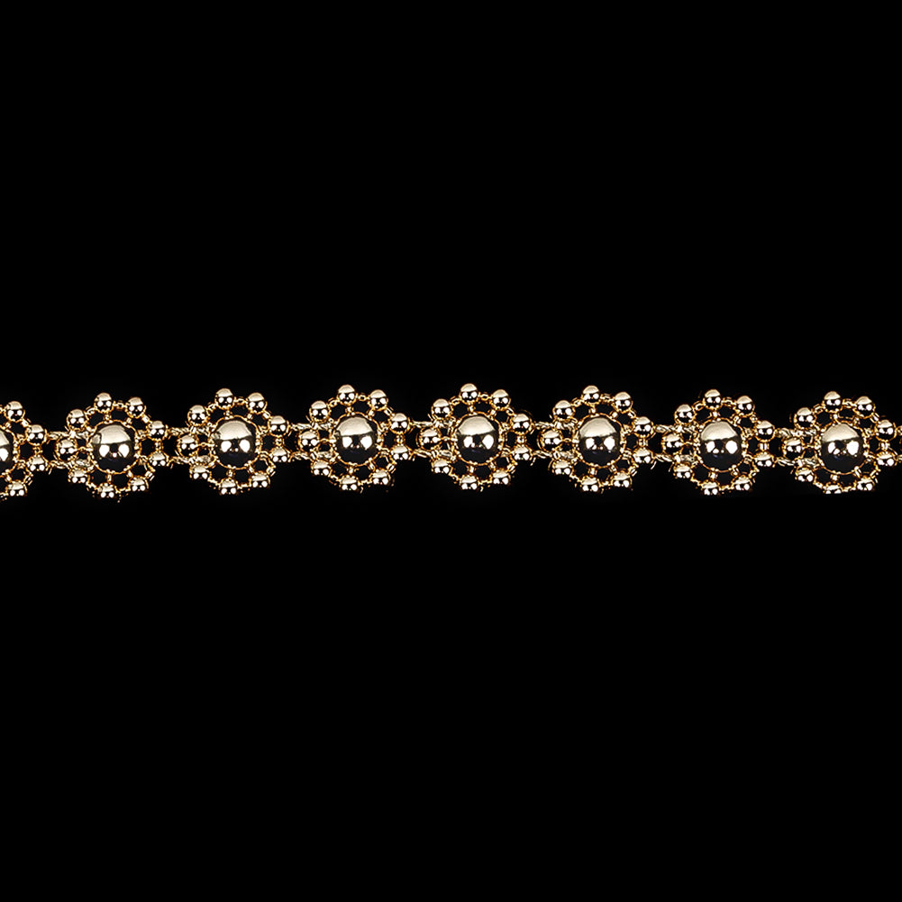 Vintage White Gold Floral Beaded Trimming - 0.375