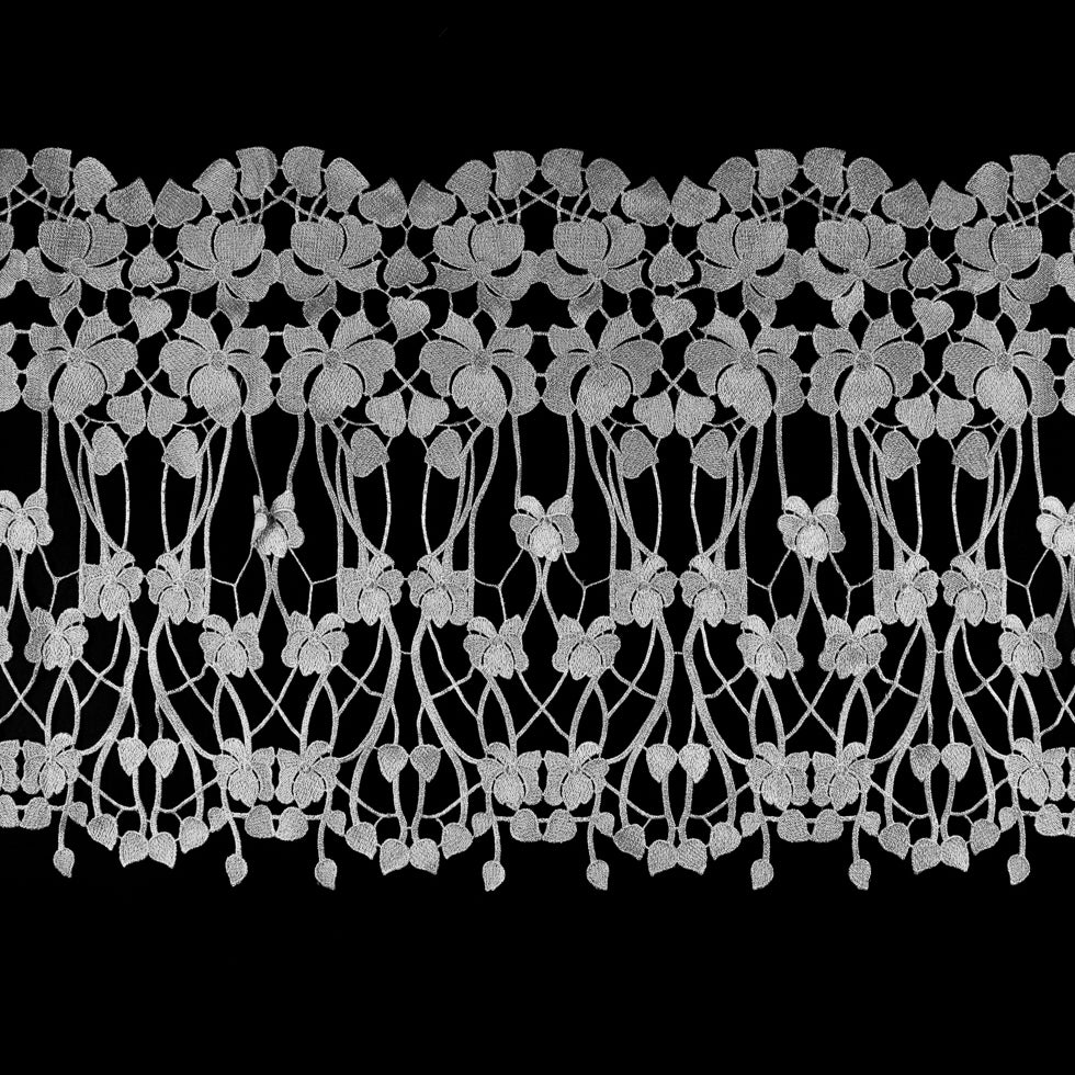 Metallic Silver Floral Lace Trimming - 16