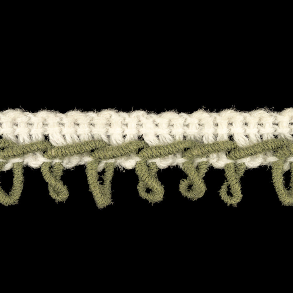 White and Mermaid Embroidered Picot-Look Fringe - 0.625