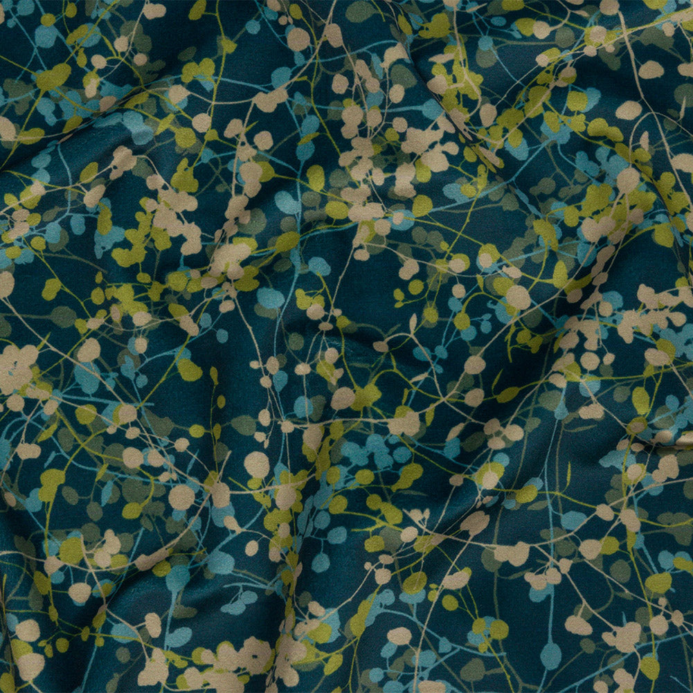 Printed Polyester Velvet - French Navy Berry Vines - British Imported - Joann Fabrics