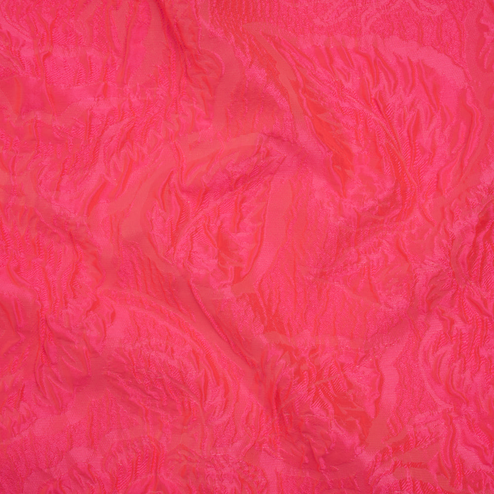 Polyester Brocade - Monochrome Neon Pink Roses and Leaves - Joann Fabrics
