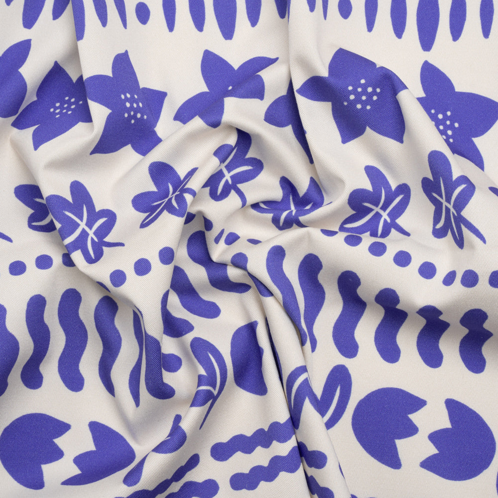 Stretch Cotton Twill Print - Blue Cartoon Objects Stripes - Mood Exclusive Star Anise - Joann Fabrics