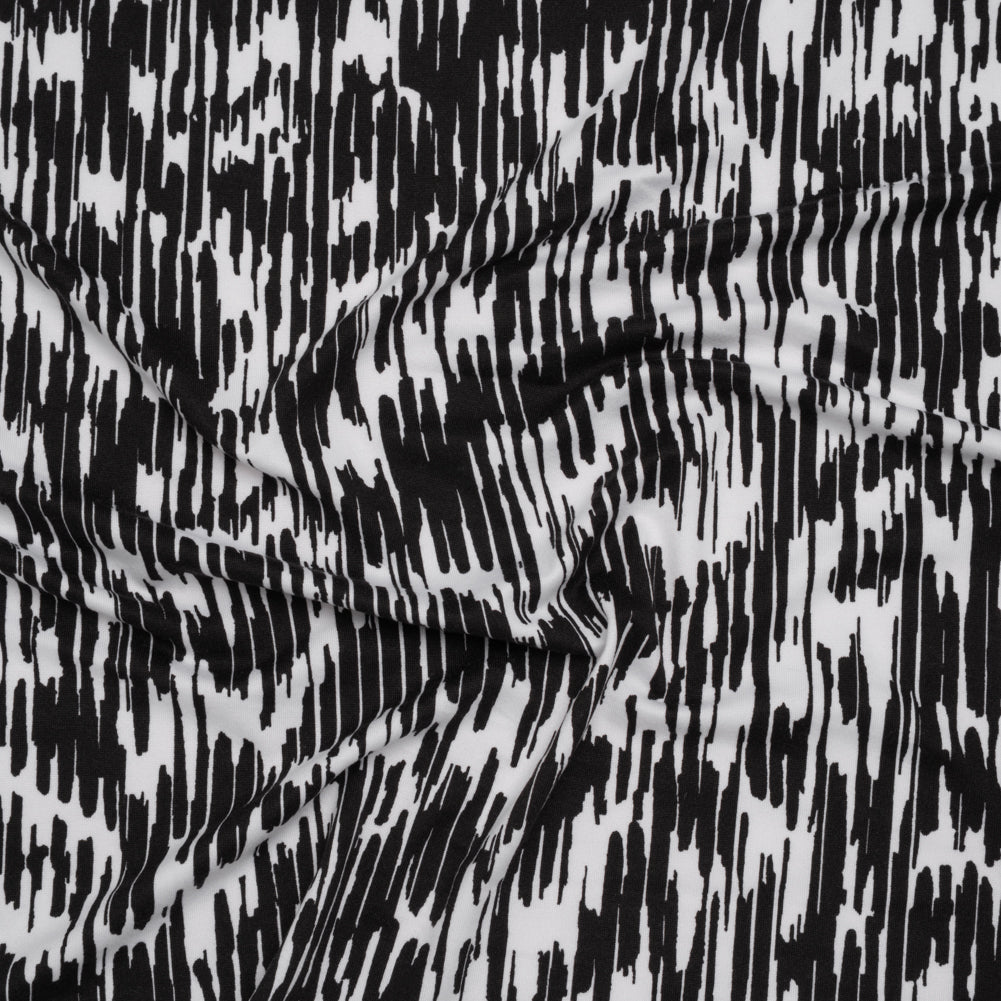 Stretch Polyester ITY Jersey - Black and White Abstract - Deadstock - Joann Fabrics