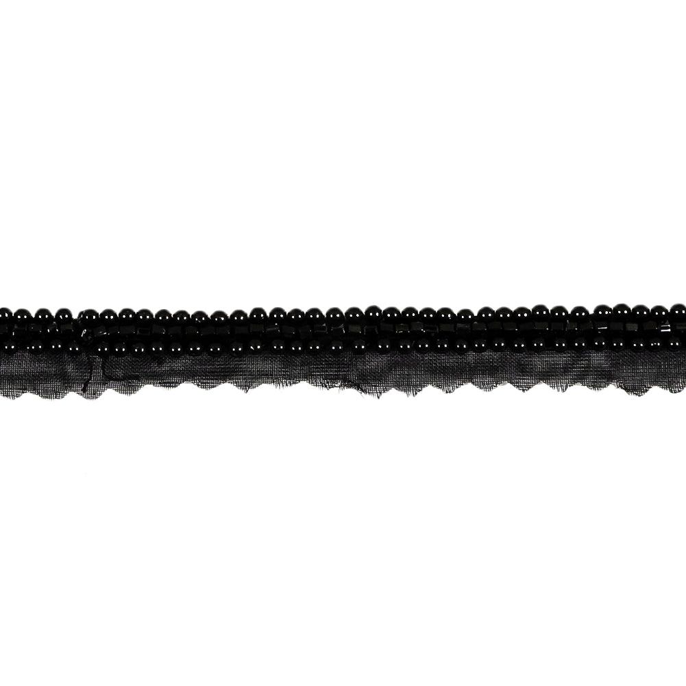 Vintage Three Row Jet Seed Beaded Trimming - 0.375