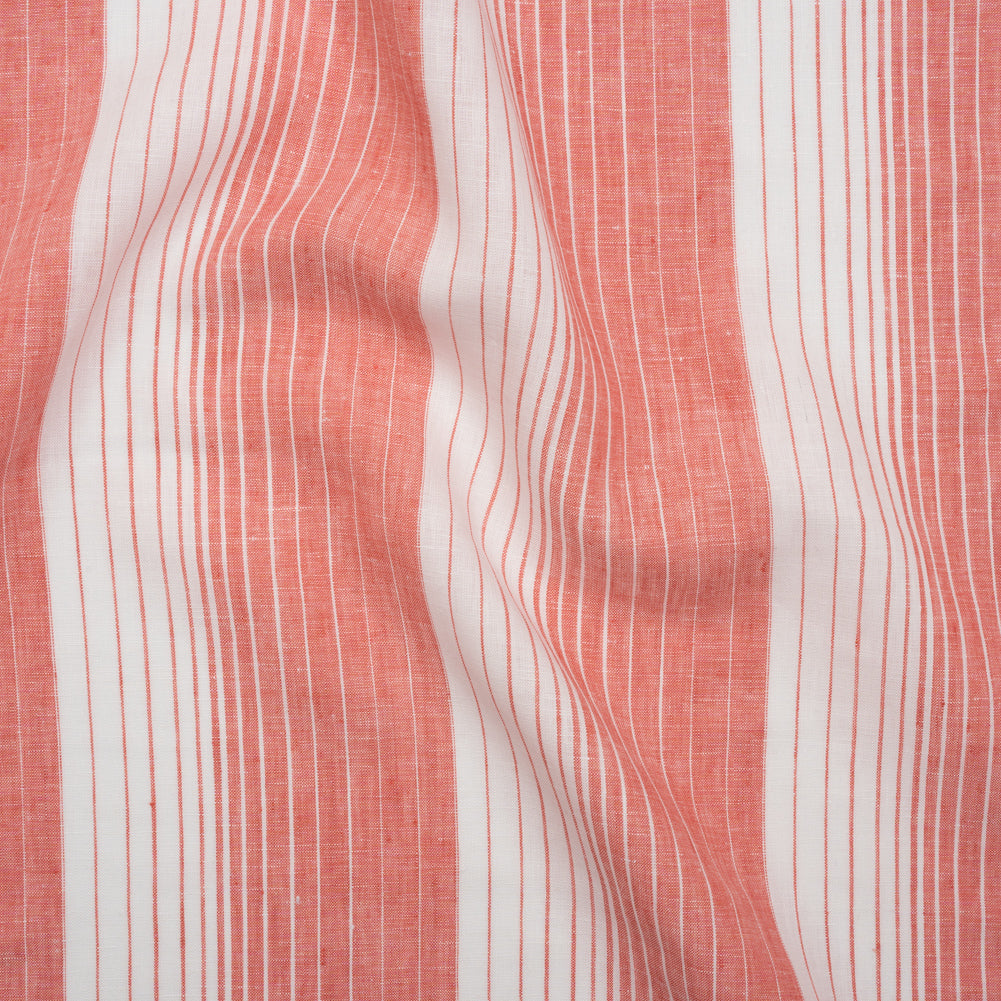 Medium Weight Linen Woven - Coral Pink and White Gradient Stripes - Joann Fabrics