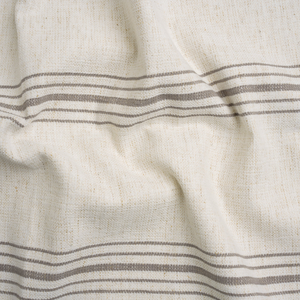 Crypton Stone on White Striped Stain Resistant Polyester and Linen Chenille Upholstery Woven - Joann Fabrics
