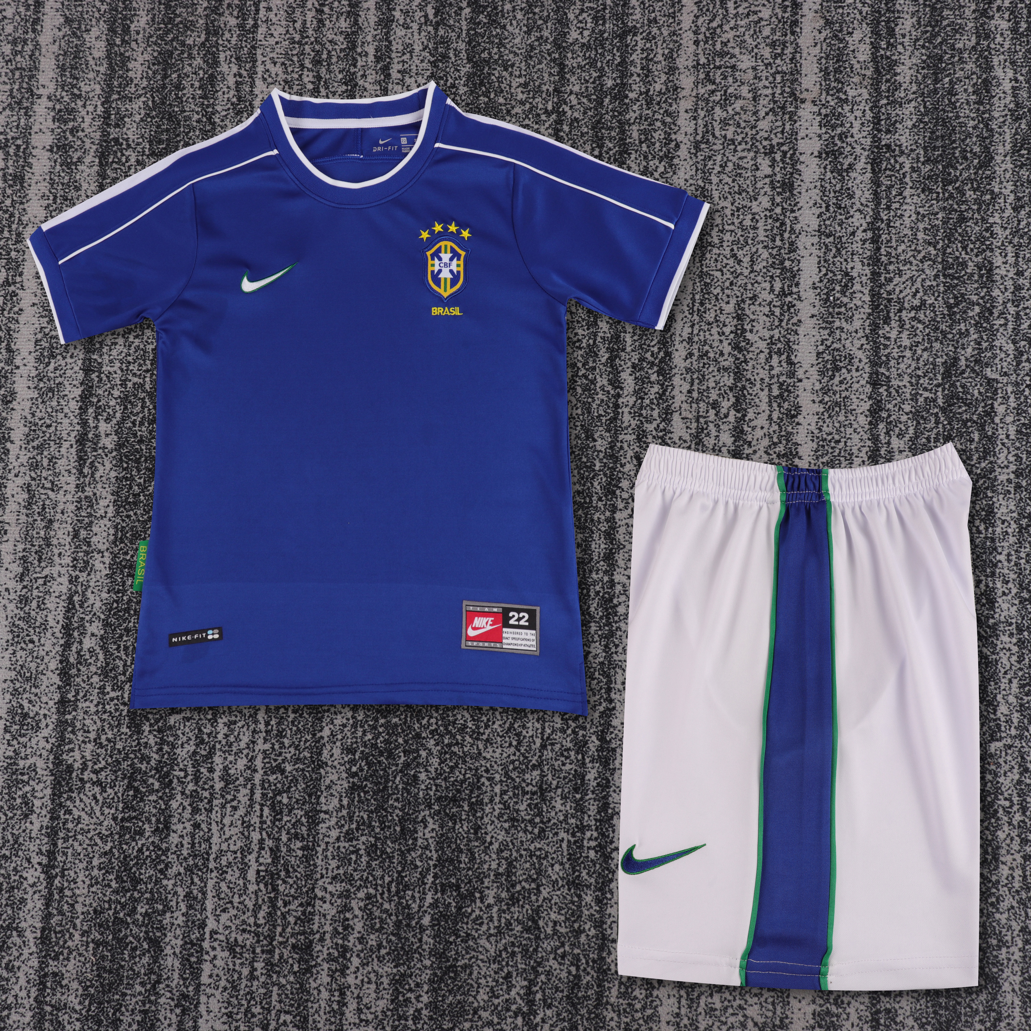 1998 Retro Brazil Away Football Shirt 1:1 Thai Quality Kids Size