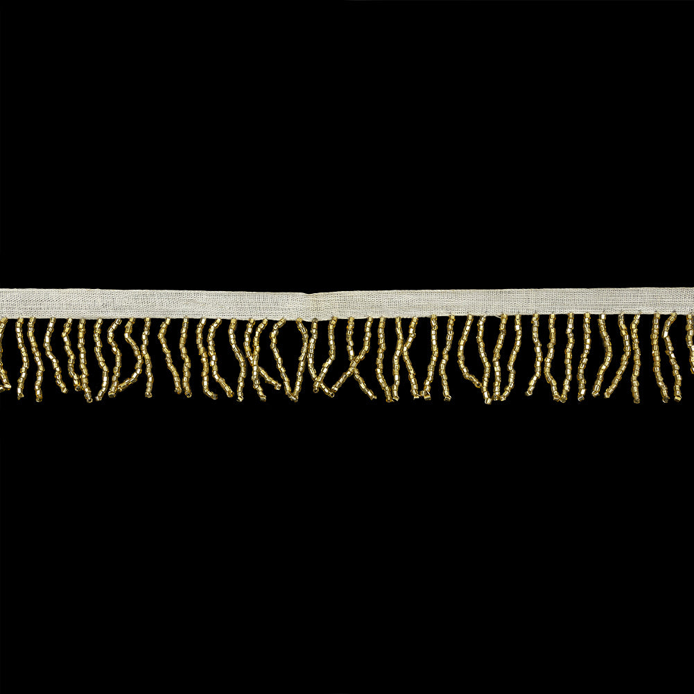 Vintage Gold and White Chop Beaded Chainette Fringe - 1